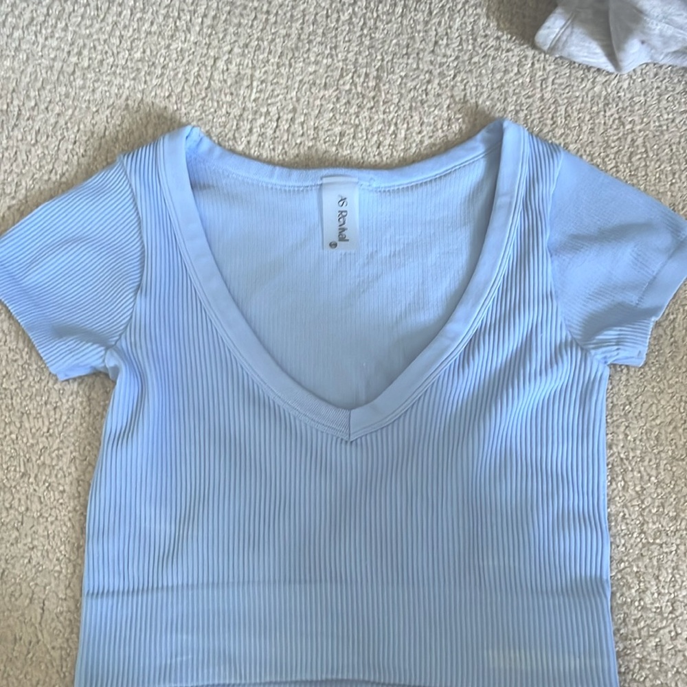 Altard State Revival Blue Plunge Vneck Crop top S/M